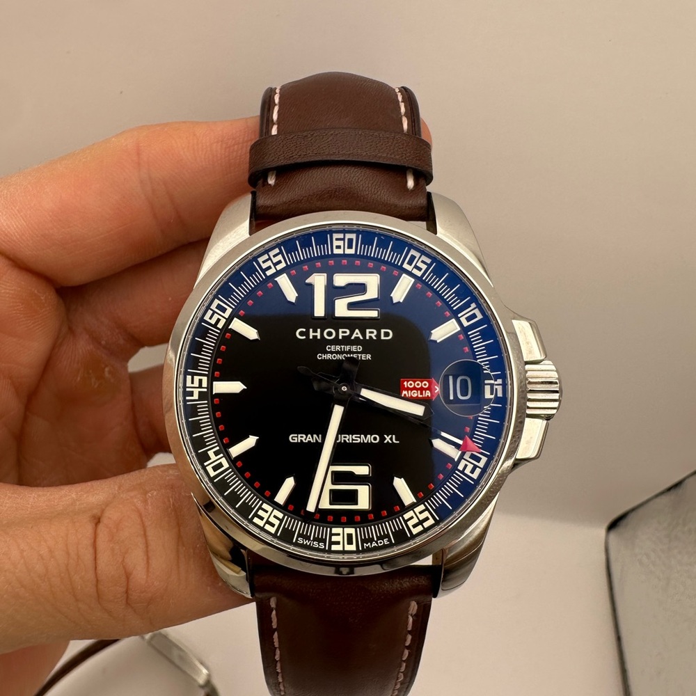 Chopard Grand Turismo XL with Black Dial and Brown Strap